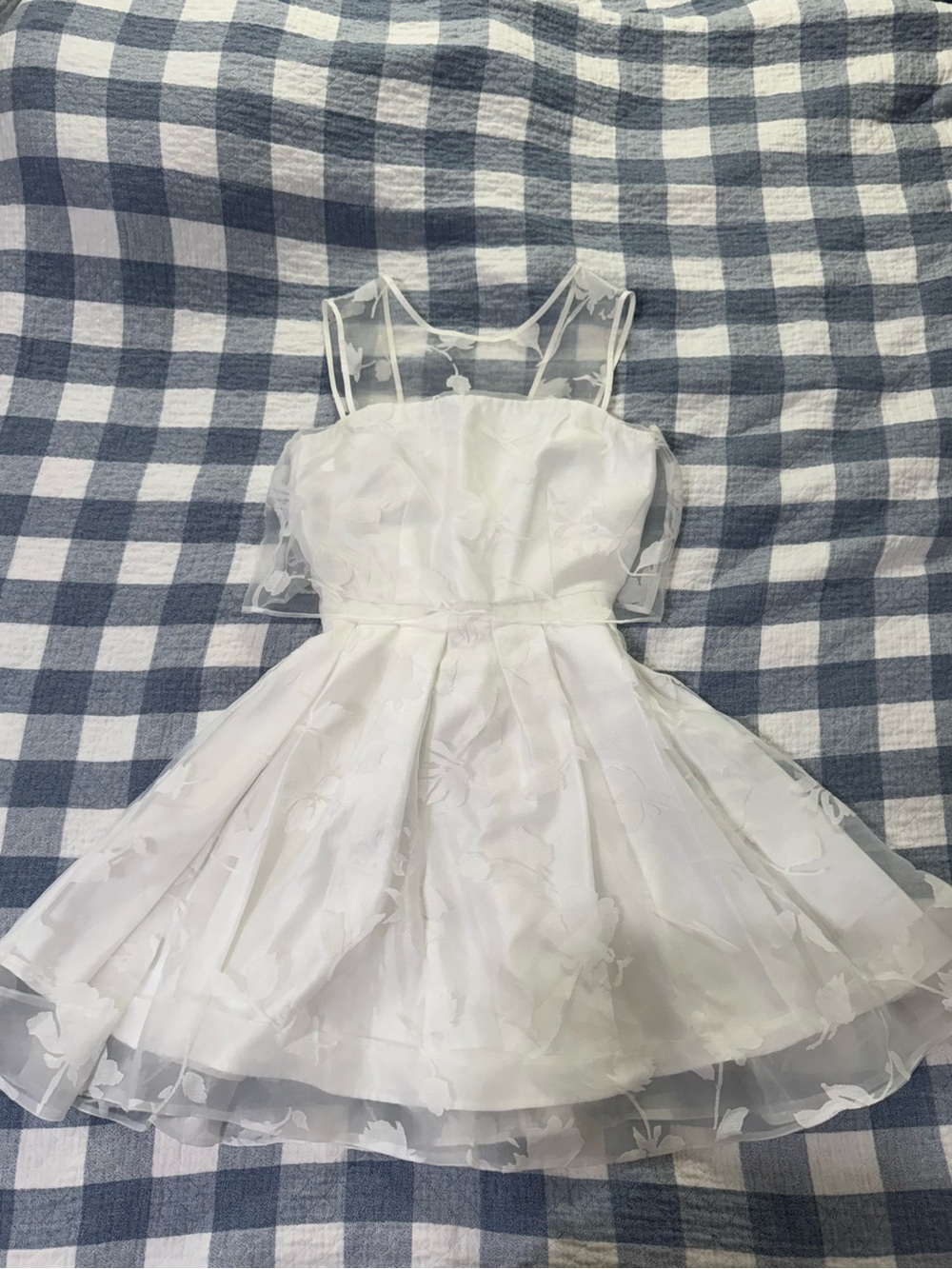 Snidel White Sheer Floral Organza Party Mini Dress | Size 0 | Coquette